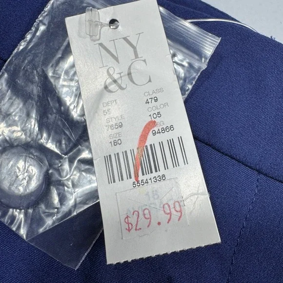 New York & Company Crosby Slim Leg Pants Slacks Blue Stretch 18 Average NWT - Picture 6 of 11